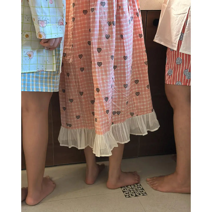 Love The World Today Nightgown - Peach Baked with Love Print - White