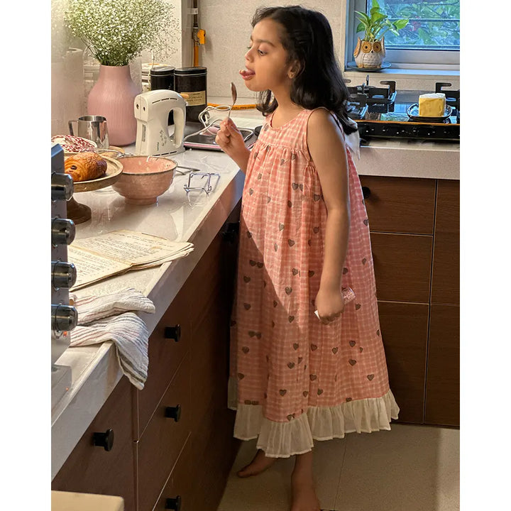 Love The World Today Nightgown - Peach Baked with Love Print - White