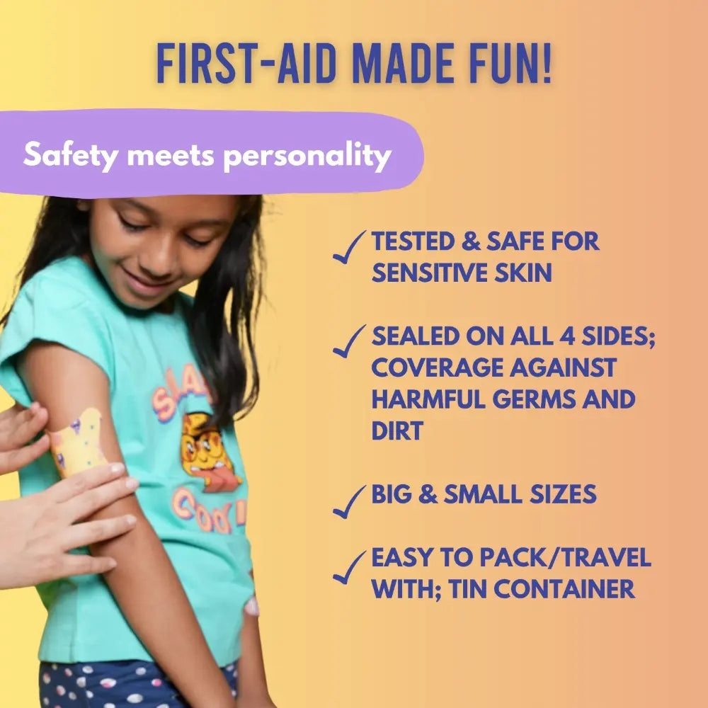 Ouchie Flex-Fabric Bandages (Limited Edition) – 48 Count in Reusable Tin Box, Assorted Sizes