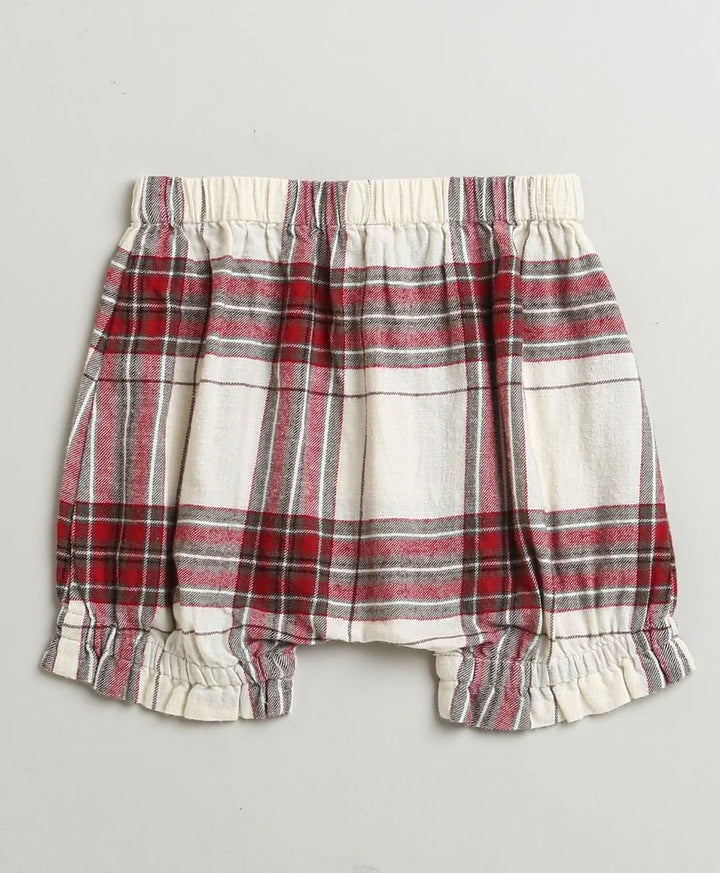 Sweetlime By AS Classic Plaid Ruffle Sleeve Top and Shorts Co-ord Set - White &amp; Red