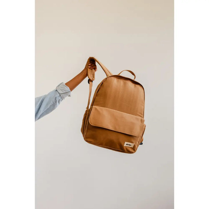 Beaba Tokyo Baby Diaper Backpack – Multifunctional Travel Baby Bag with Large Capacity, Multi-Pocket Organizer with Changing Pad, Insulated Bottle Pouch &amp; Stroller Clips, Ideal for Moms &amp; Dads On the Go, Ochre, 0m+