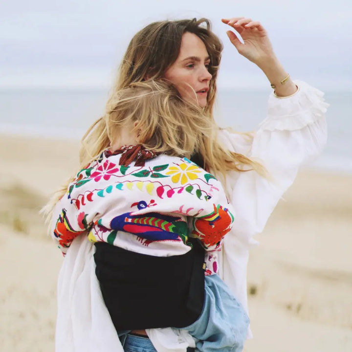 Wildride Toddler Carrier Black Linen | Lightweight Ergonomic Hip Seat Baby Carrier for Toddlers 9 Months–4 Years | Linen Blend Travel-Friendly Child Carrier | Comfortable Stroller Alternative for Everyday Adventures