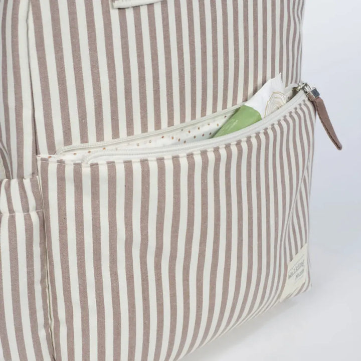 Walking Mum Praliné Moka Diaper Backpack with Changing Mat, Water-Resistant Maternity Backpack with Insulated Bottle Pocket, Wet Pocket, Multiple Organisers &amp; Stroller Straps
