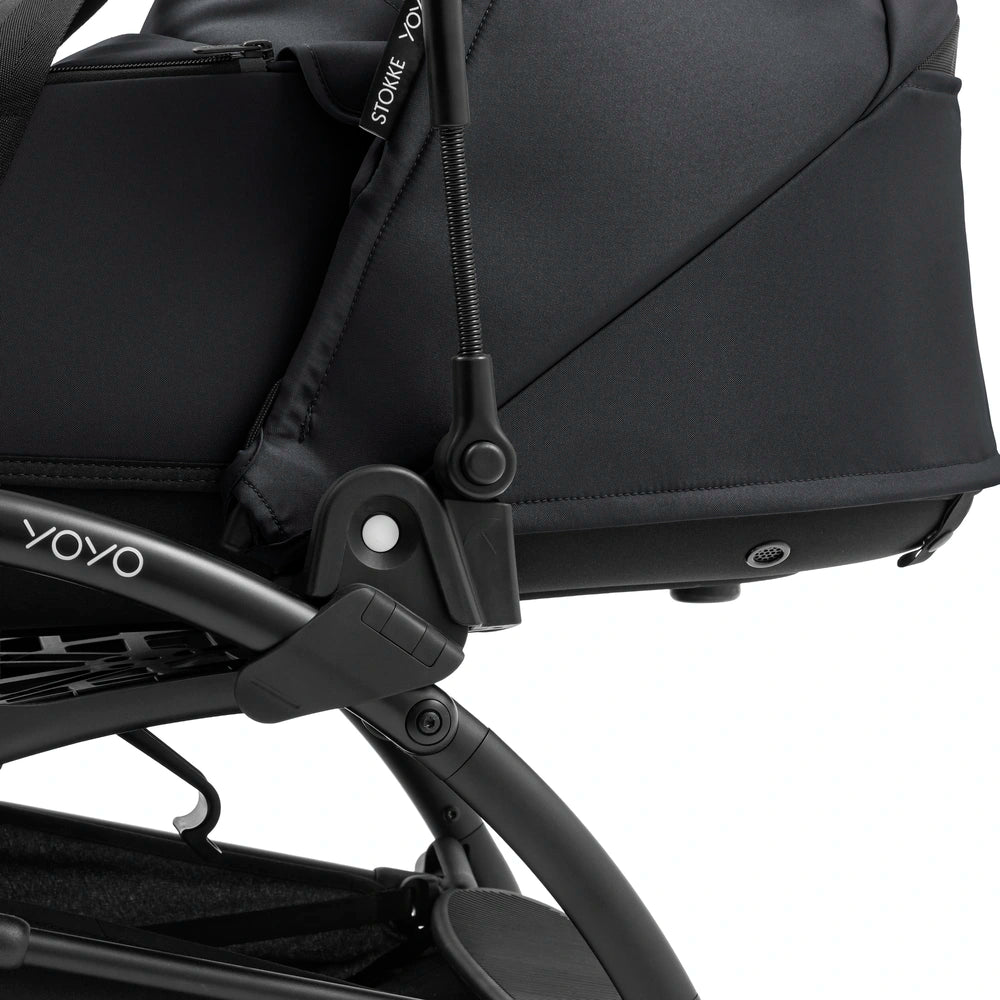 Stokke YOYO⁵ Bassinet | Lightweight Newborn Carrycot | 2-in-1 Carry Cot | Thick Double Mattress | Fully Flat Recline | Breathable Design | Easy Clip-On | Requires YOYO Frame (Sold Separately) | Black