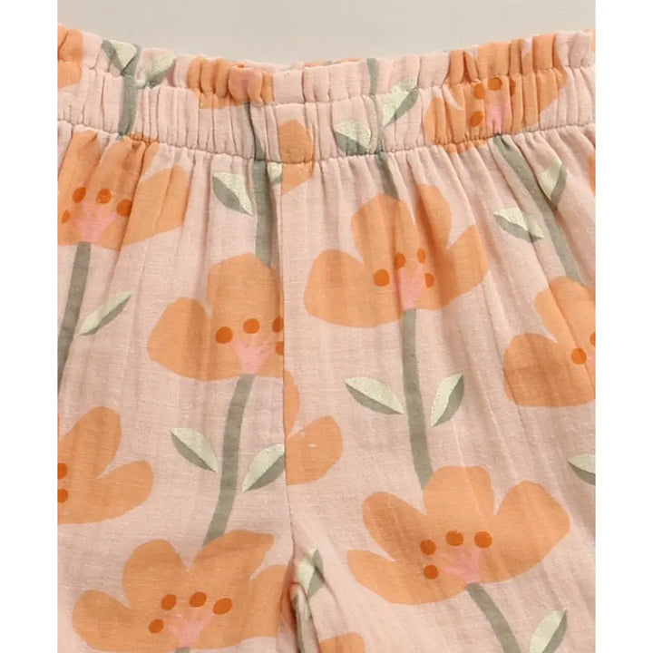 Sweetlime By As Peach Blossom Floral Ruffle Cotton Baby Girls Summer Co-ord Set