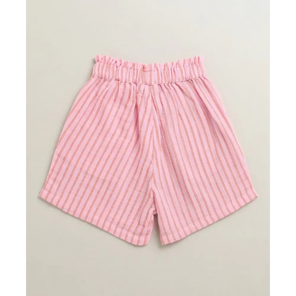 Sweetlime By As Baby Girls Candy Stripe Organic Cotton Co-ord Set with a Hat - Pink