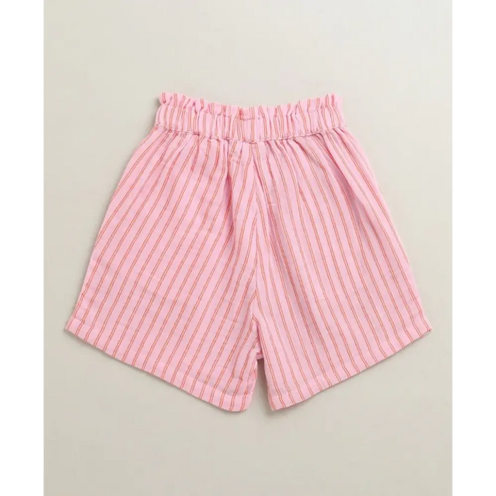 Sweetlime By As Baby Girls Candy Stripe Organic Cotton Co-ord Set with a Hat - Pink