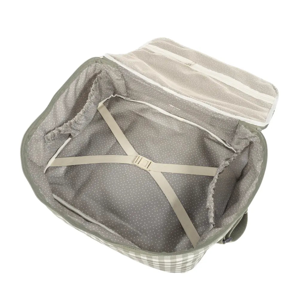 Walking Mum Maternity Hospital Bag with Large Capacity, Water-Resistant Multi-Storage Organizer, Hand Handles &amp; Shoulder Straps, Personalized Charm, Checkered Print - Stone