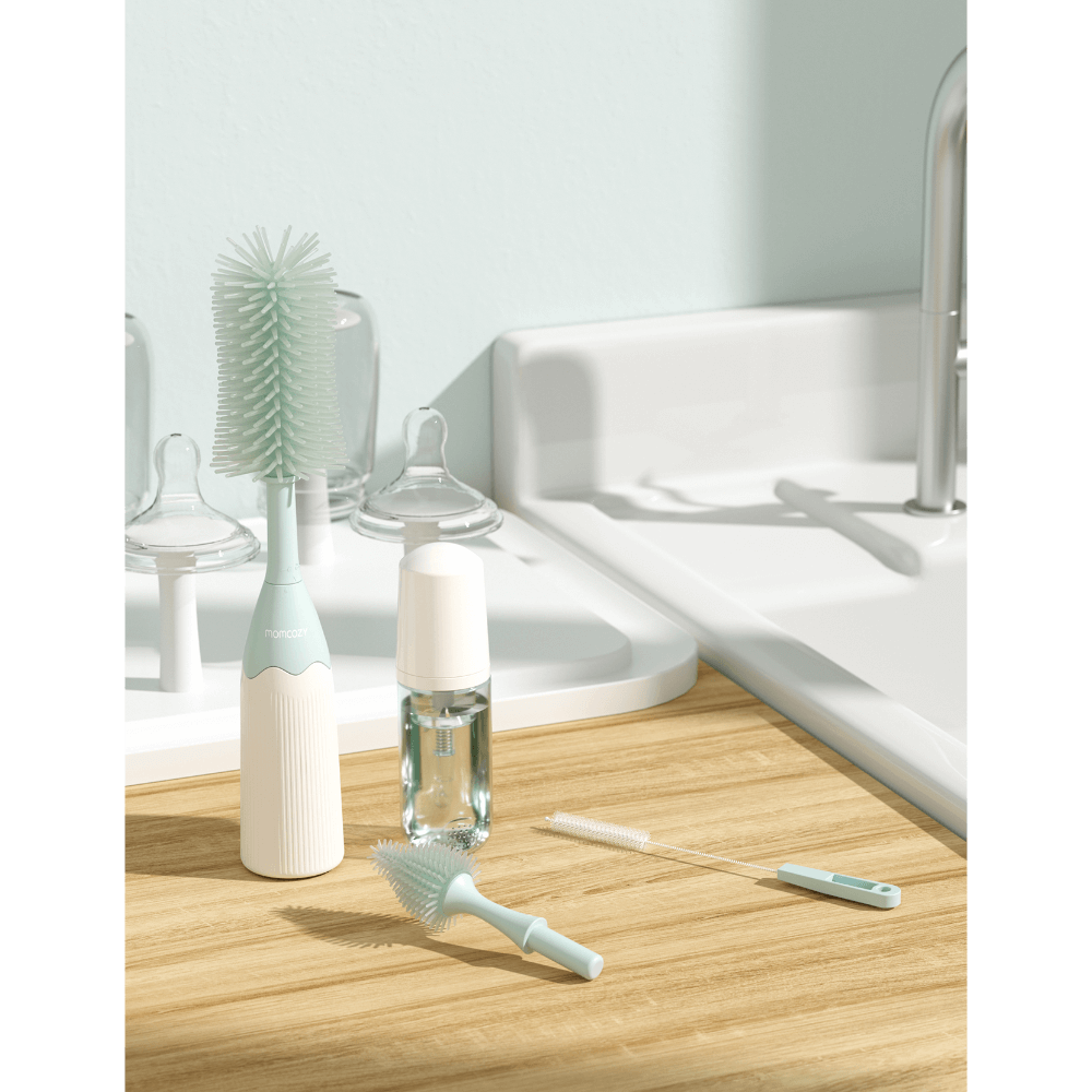 Momcozy Weaning Accessories Push-Press Design Bottle Brush Kit-Press Bubble Style Green