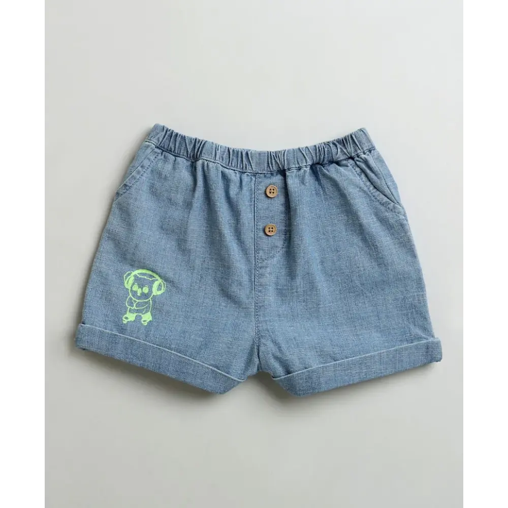 Sweetlime By AS Cotton Denim Shirt &amp; Shorts Co-ord Set - Blue