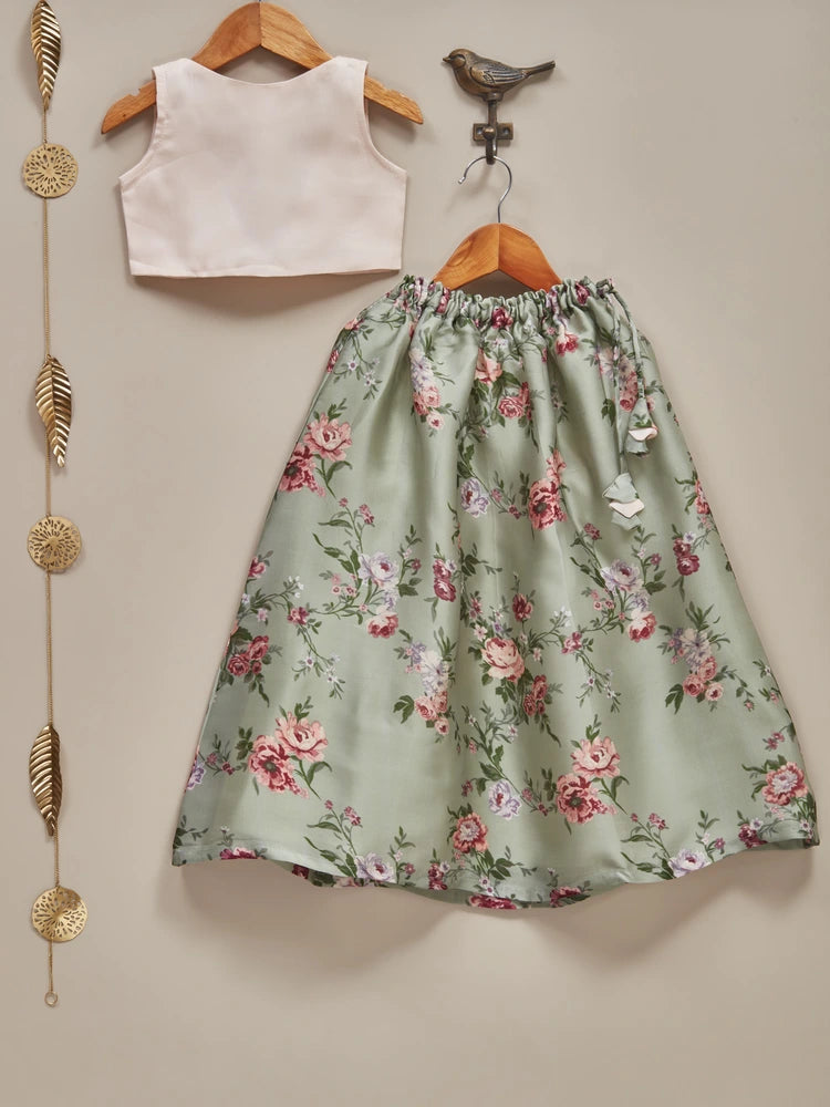 Liz Jacob Girls | Pure Mulberry-Silk Ethnicwear | Mehendi