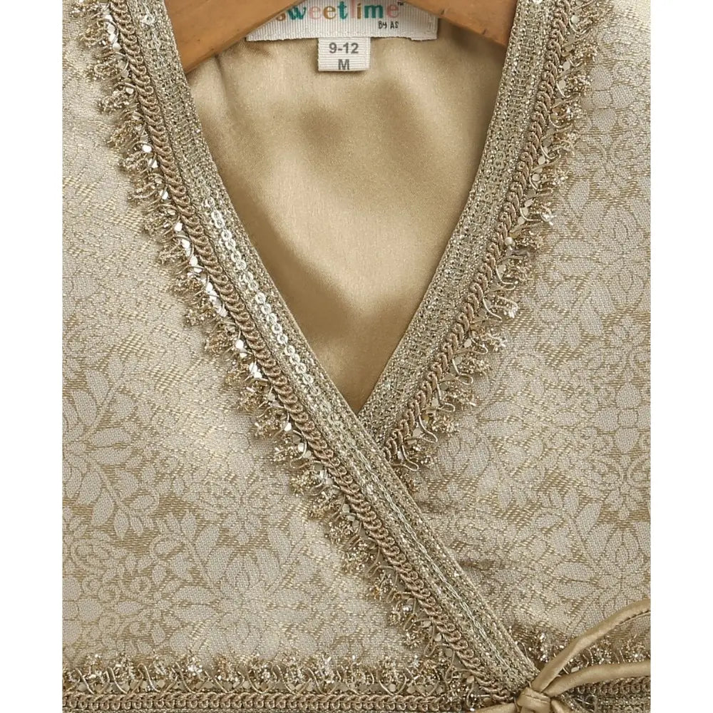Sweetlime By AS Jacquard peplum Top with Golden Twirl Lehenga Set - Golden