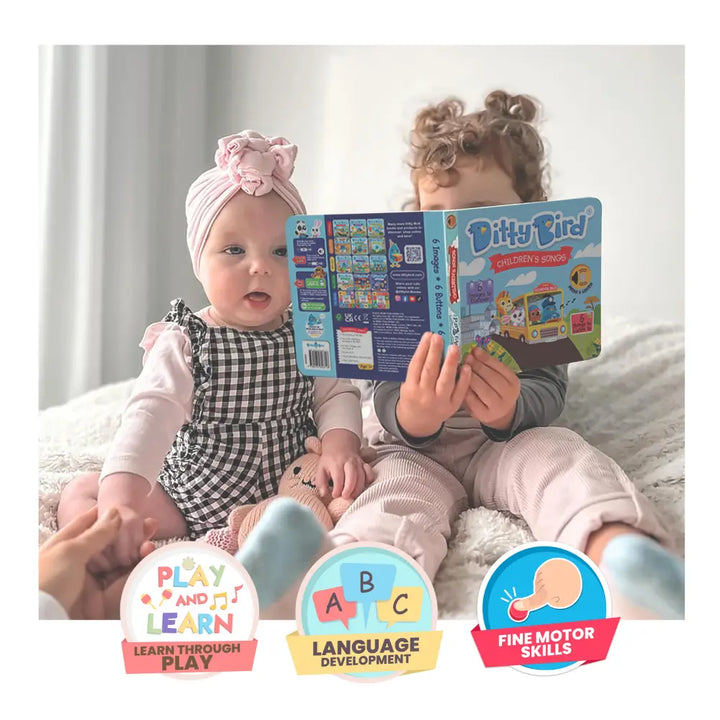Ditty Bird Musical Book - Fun &amp; Interactive  Nursery Rhyme Book for Toddlers, Sturdy Baby Sound Books, 12M+, USB-C Rechargable - Children&