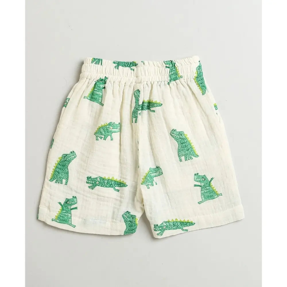 Sweetlime By As Alligator Print Cotton Co-ord Set - White
