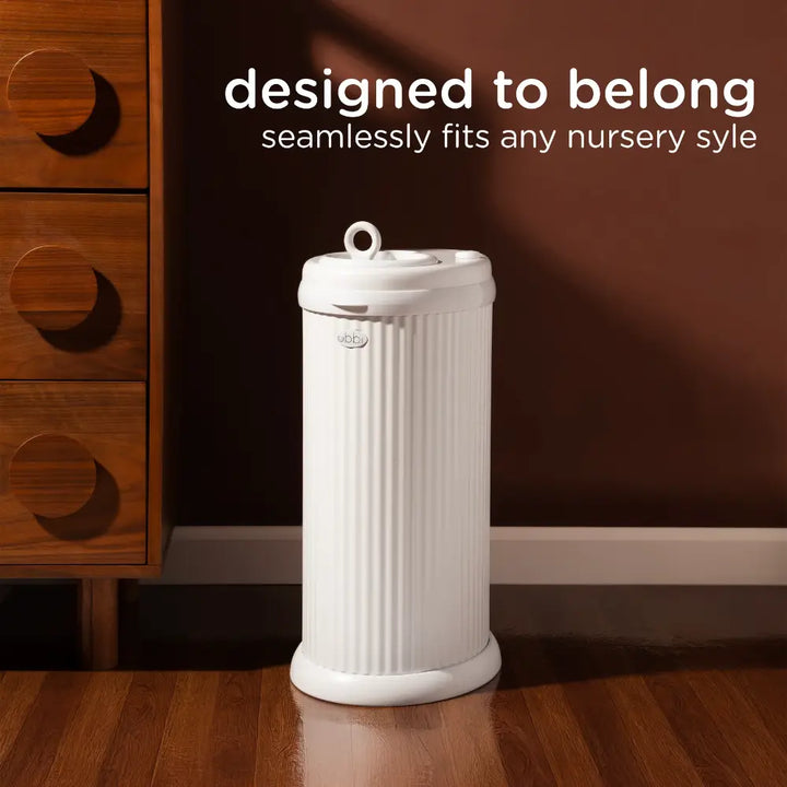 Ubbi Diaper Pail - Matte White, Fluted