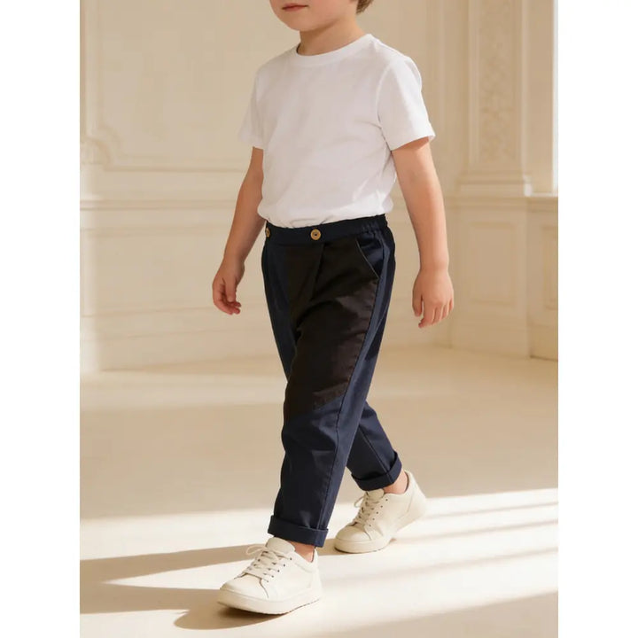The Baby Trunk Unisex Comfy Patch Pants - Navy and Coffee