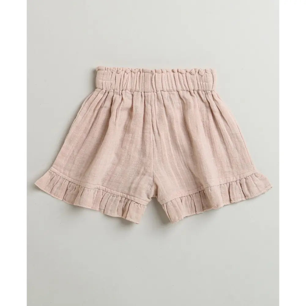 Sweetlime By AS Pumpkin &amp; Floral Print Ruffle Organic Cotton Co-ord Set - Off-White &amp; Peach