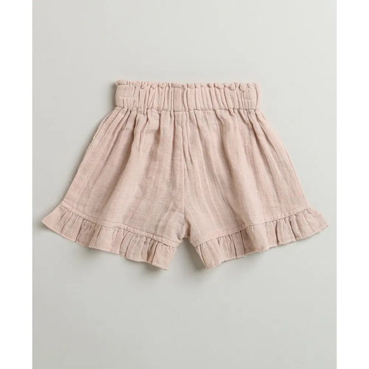 Sweetlime By AS Pumpkin &amp; Floral Print Ruffle Organic Cotton Co-ord Set - Off-White &amp; Peach