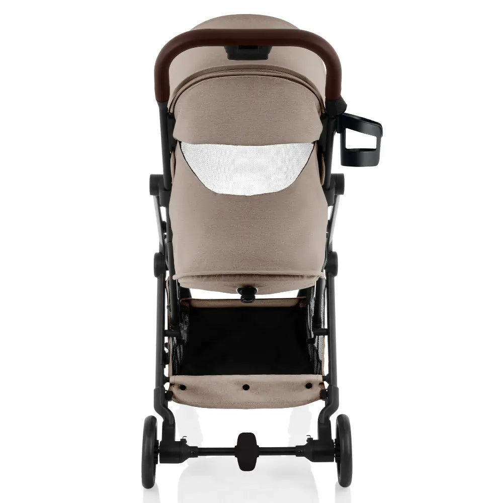 Britax Flylite Cabin Approved Lightweight Compact Stroller|Comfort Soft Insert|One Hand Auto Fold|Flat Reclining Seat|Extra Large Extendable Canopy|0-4Y|Upto 22Kg - Teak