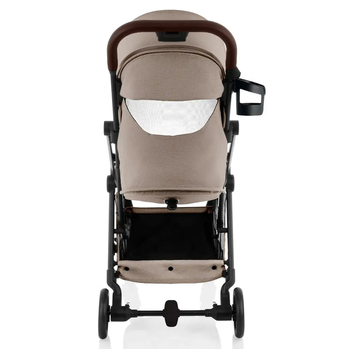Britax Flylite Cabin Approved Lightweight Compact Stroller|Comfort Soft Insert|One Hand Auto Fold|Flat Reclining Seat|Extra Large Extendable Canopy|0-4Y|Upto 22Kg - Teak