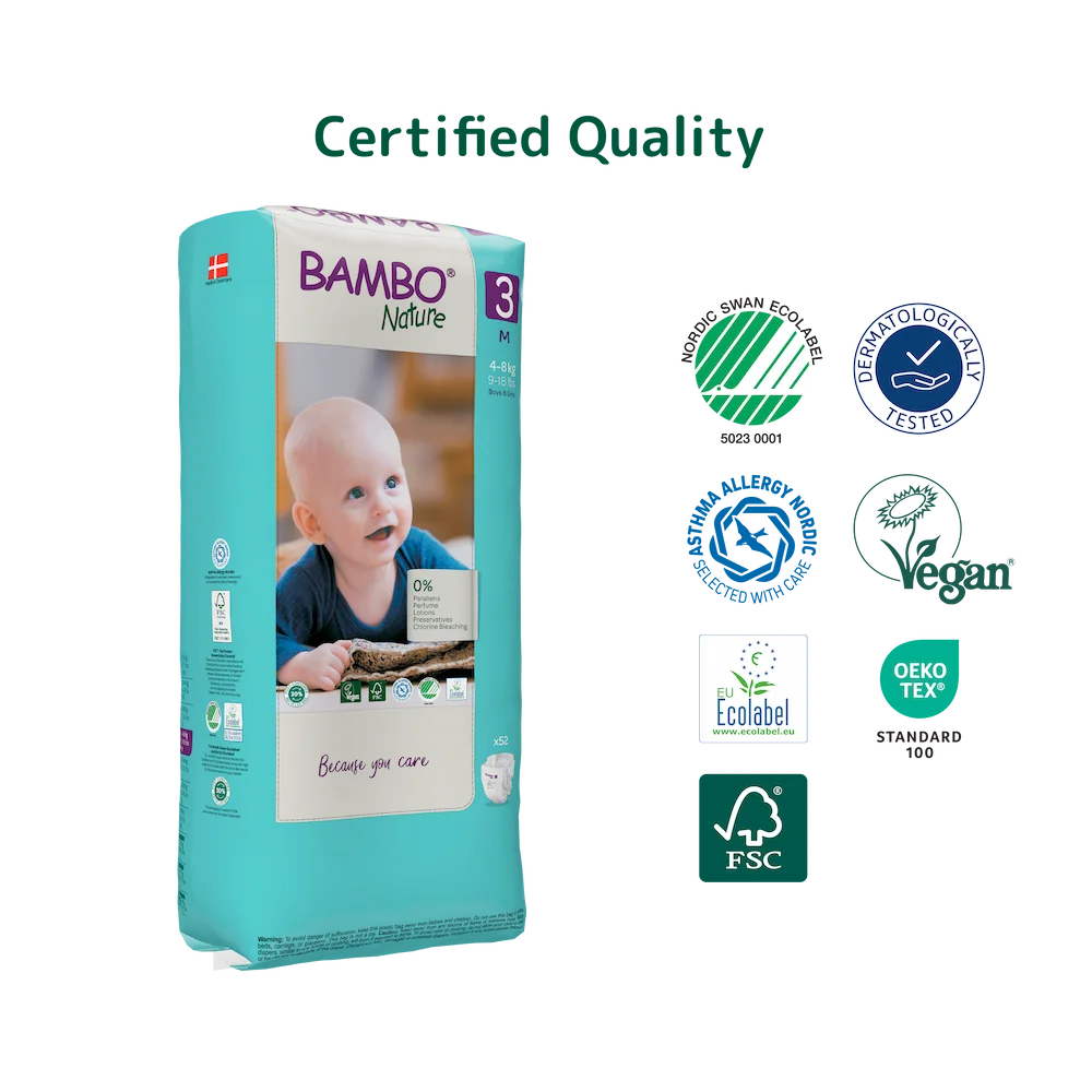 Bambo Nature Skin Friendly Tape Diapers - Medium (4-8 kgs)