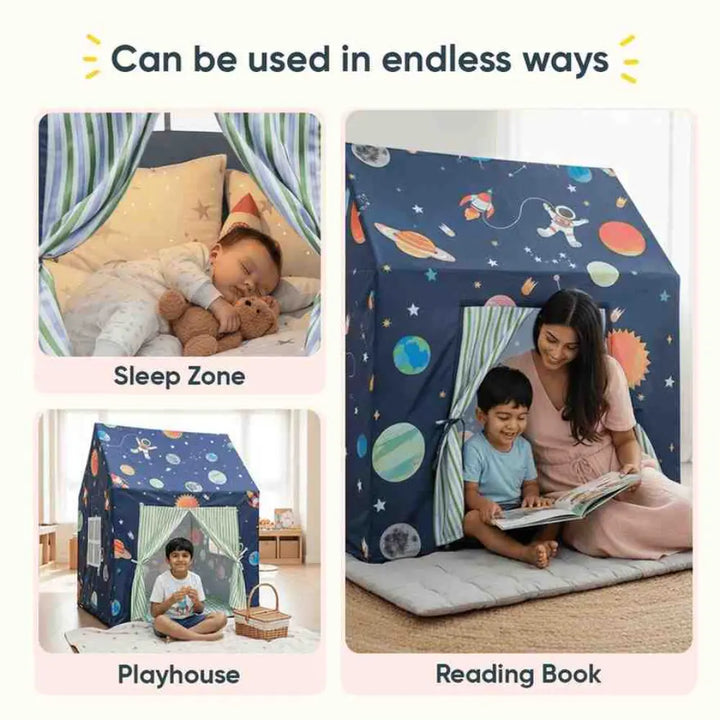 Curious Cub Space-Themed Kids Play Tent House | Galaxy Adventure Indoor Hideaway for Creative Play | uitable for Children Aged 2–5 Years