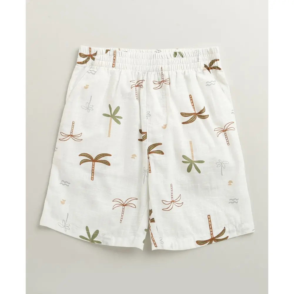 Sweetlime By AS Tropical Breeze Cotton Co-ord Set - White(Double Cloth)