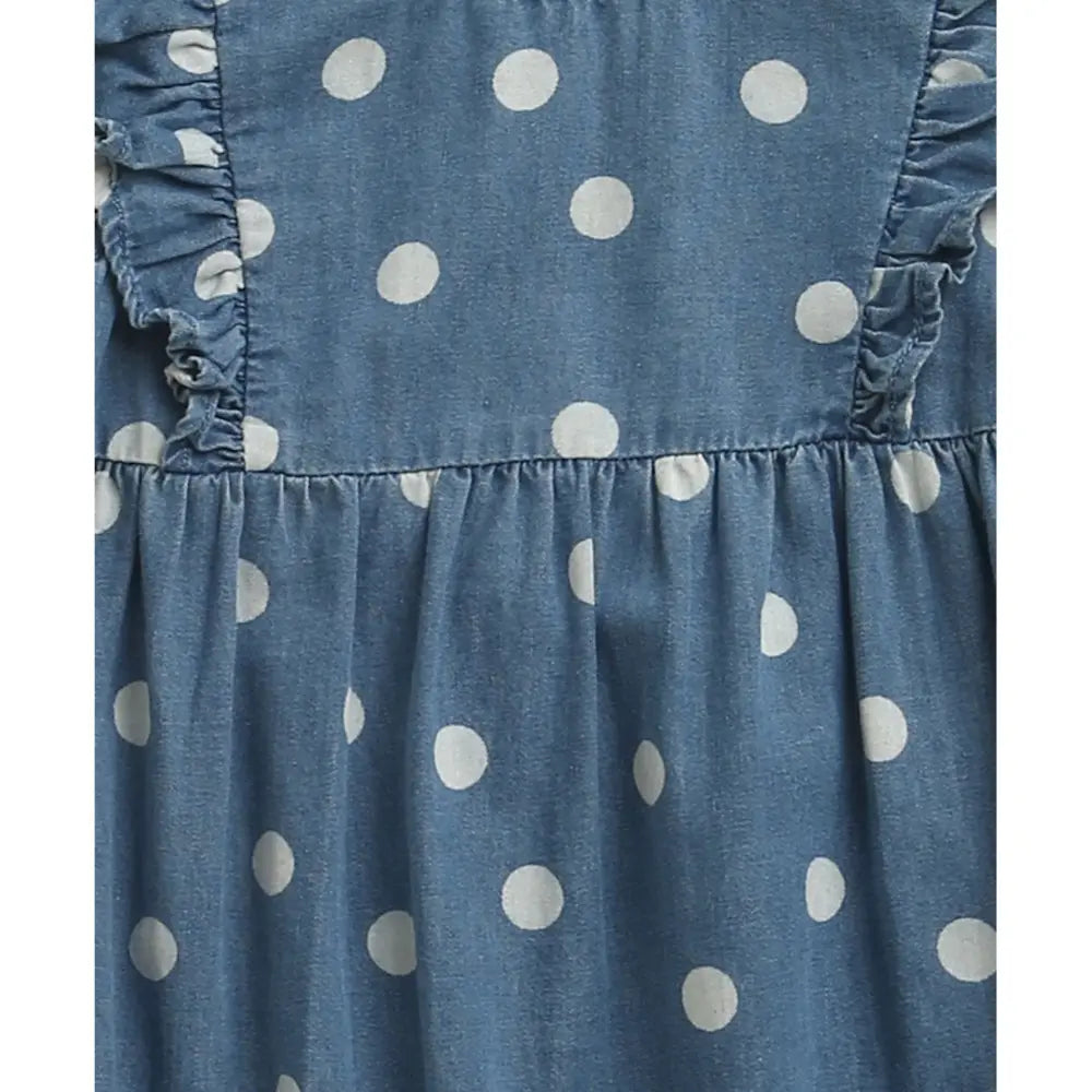 Sweetlime By As Daisy Dot Denim Romper - Blue