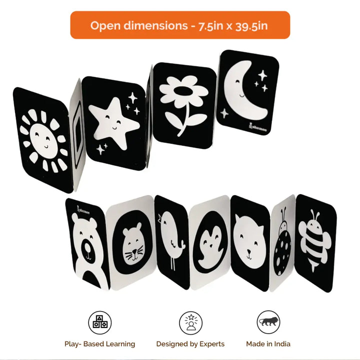 Shumee High-Contrast Black &amp; White Newborn Sensory Cards – Fold-Out Visual Stimulation Cards for Tummy Time &amp; Early Brain Development (0 to 6 Months)