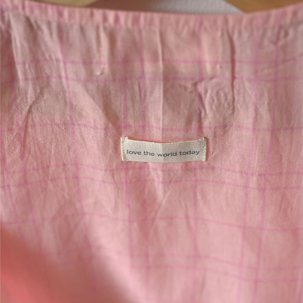 Love The World Today ‘Sleepover Party’ Kurta and Shorts Co-ord Set - Pink Checks