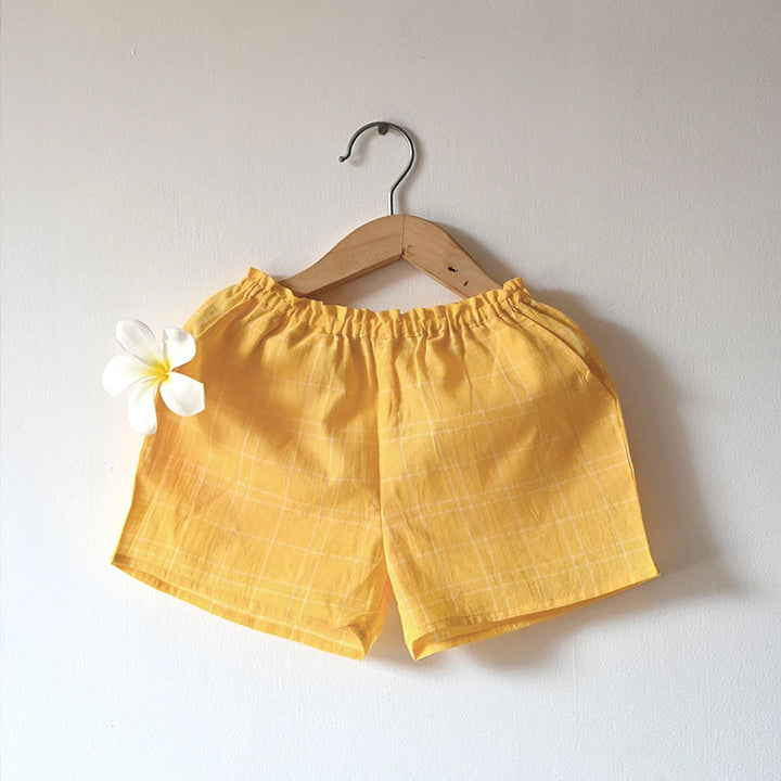 Love The World Today ‘Sleepover Party’ Kurta and Shorts Co-ord Set - Yellow Checks