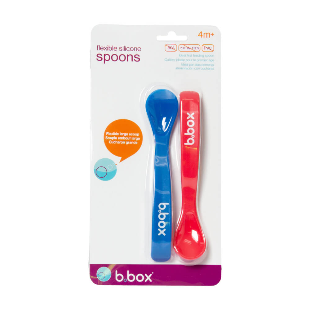 B.Box Baby Soft Bite Flexible Spoon - Red & Blue