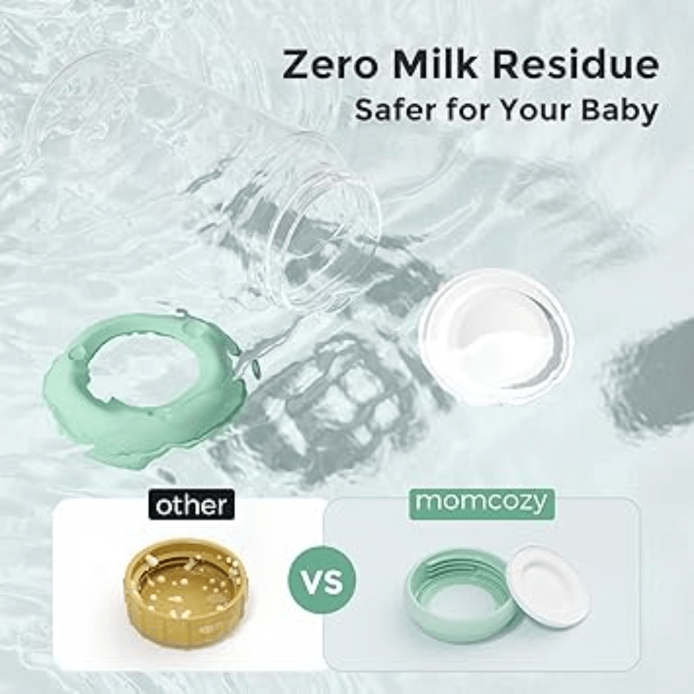 Momcozy Natural Breastfeeding Baby Bottles 11oz Wide-Neck Breast Milk Containers - Set of 4 (Green)