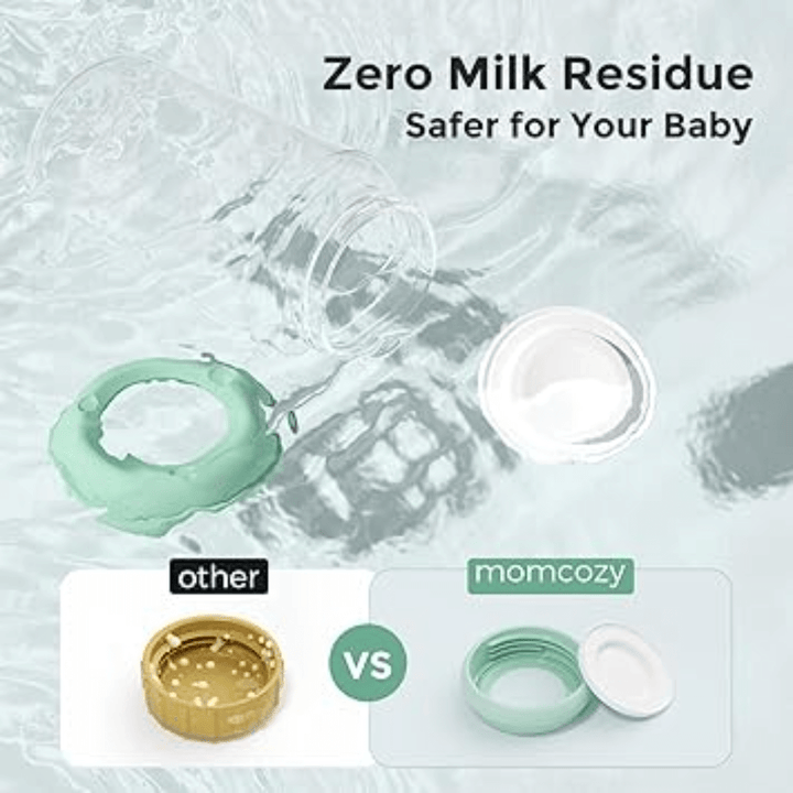 Momcozy Natural Breastfeeding Baby Bottles 11oz Wide-Neck Breast Milk Containers - Set of 4 (Green)