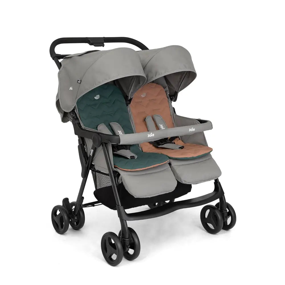 Joie Aire Twin Stroller with Rain Cover - Pebble