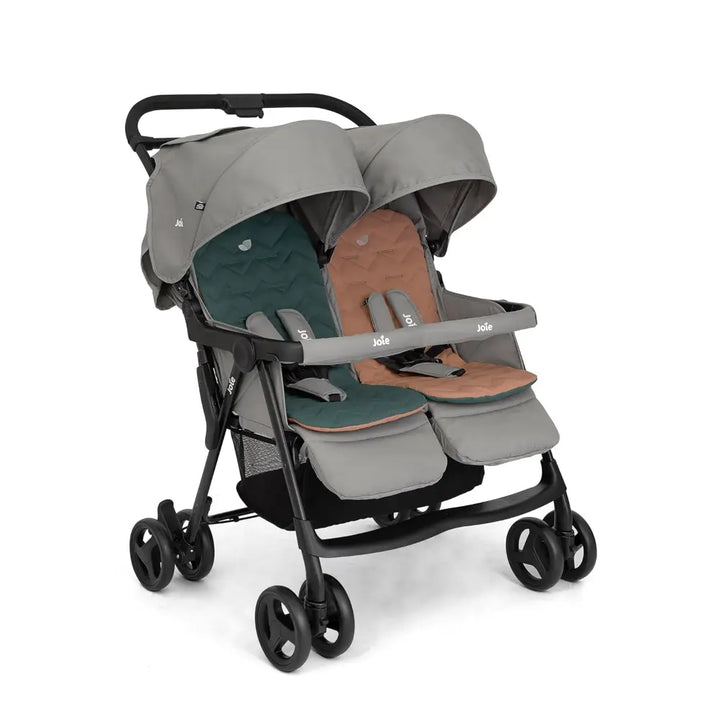 Joie Aire Twin Stroller with Rain Cover - Pebble