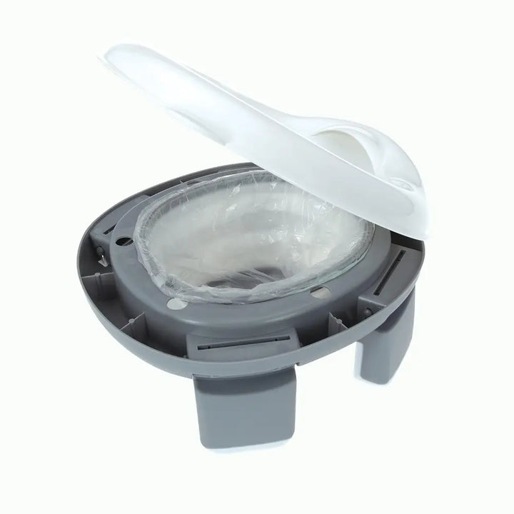 Nuby On-The-Go Portable Potty Seat | Travel Toilet Seat for Boys and Girls 18+ Months - Includes Storage Bag and Disposable Potty Liners |Toddler Travel Essentials | Toddler Potty Training Toilet - Gray/White