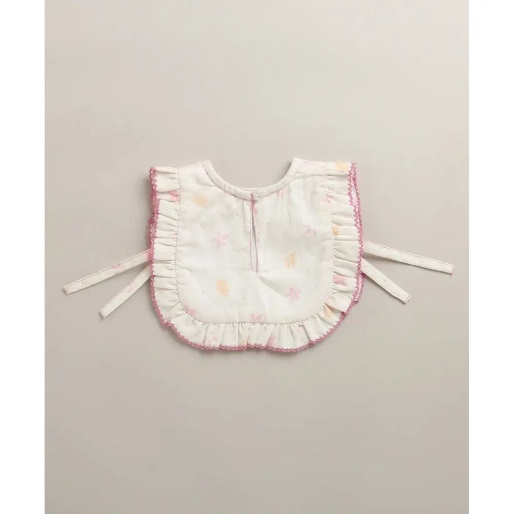 Sweetlime By As Organic Cotton Blush Petal Baby Bib &amp; Bonnet Set -White - 0-12M