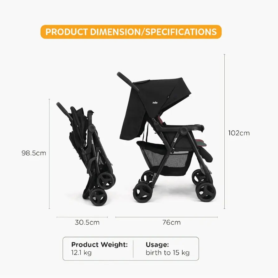 Joie Aire Twin Stroller with Rain Cover - Shale