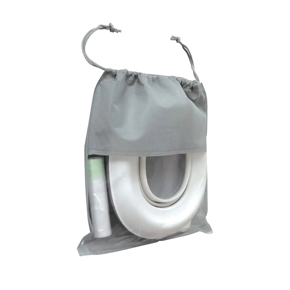 Nuby On-The-Go Portable Potty Seat | Travel Toilet Seat for Boys and Girls 18+ Months - Includes Storage Bag and Disposable Potty Liners |Toddler Travel Essentials | Toddler Potty Training Toilet - Gray/White