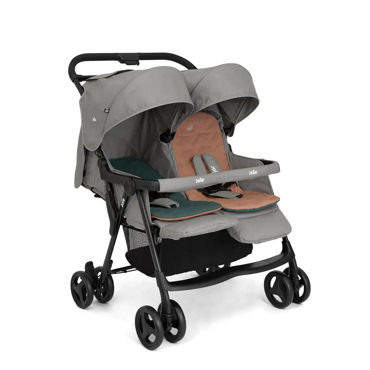 Joie Aire Twin Stroller with Rain Cover - Pebble