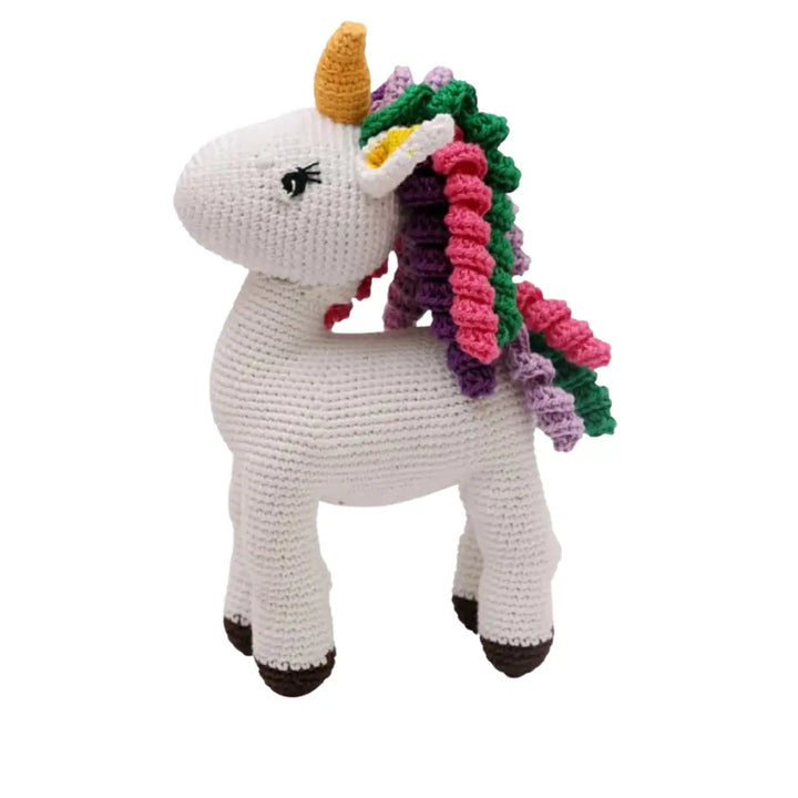 Happy Threads Vibrant Crocheted Unicorn Toy - Handcrafted Wonders