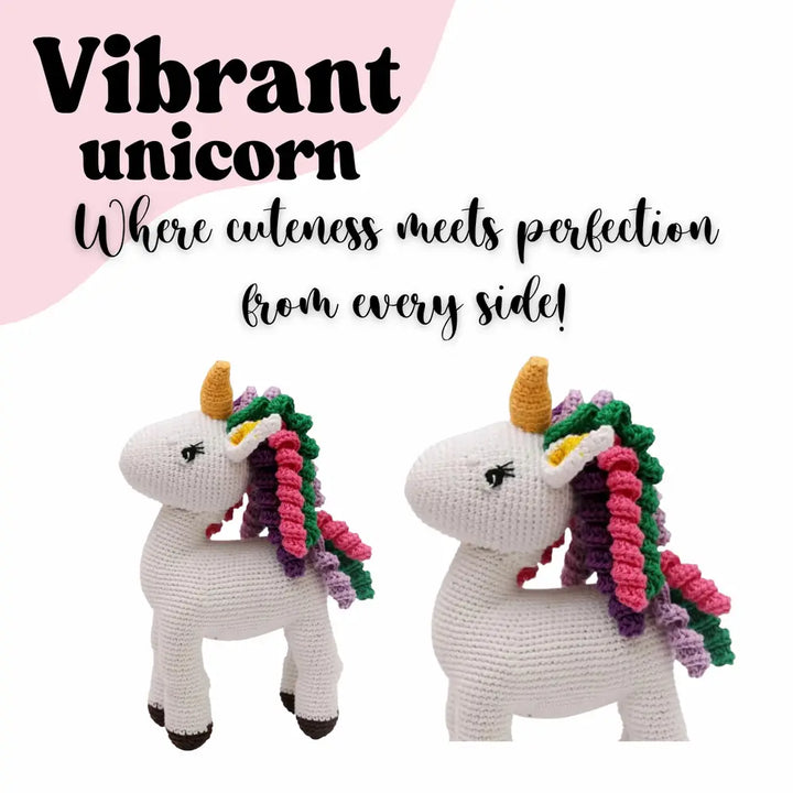Happy Threads Vibrant Crocheted Unicorn Toy - Handcrafted Wonders