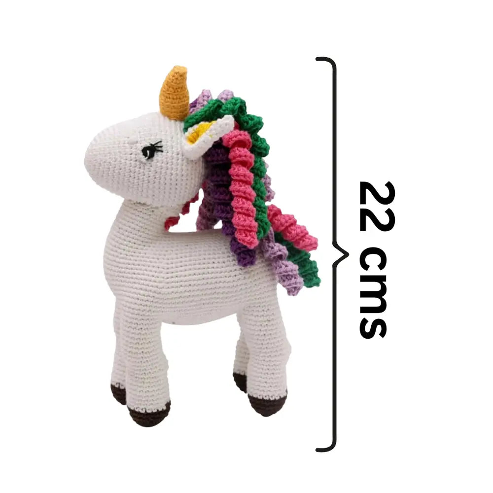 Happy Threads Vibrant Crocheted Unicorn Toy - Handcrafted Wonders