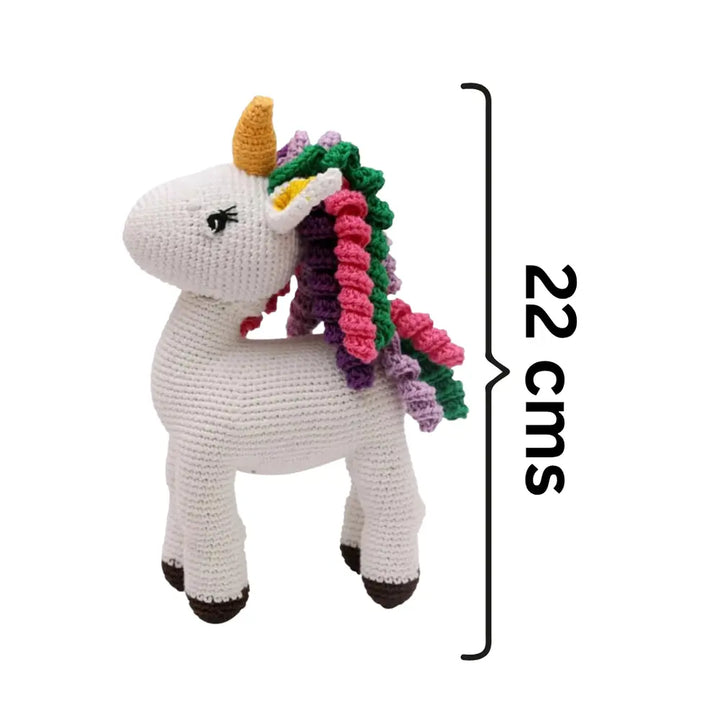 Happy Threads Vibrant Crocheted Unicorn Toy - Handcrafted Wonders