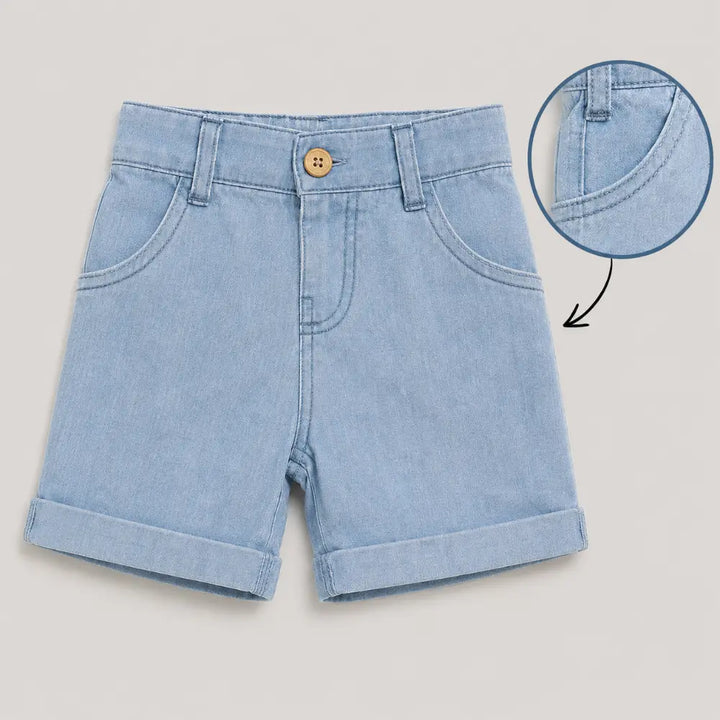 Pattuti Sustainable Linen Blend Set Of Shirt With Chambray Shorts - Sky Blue