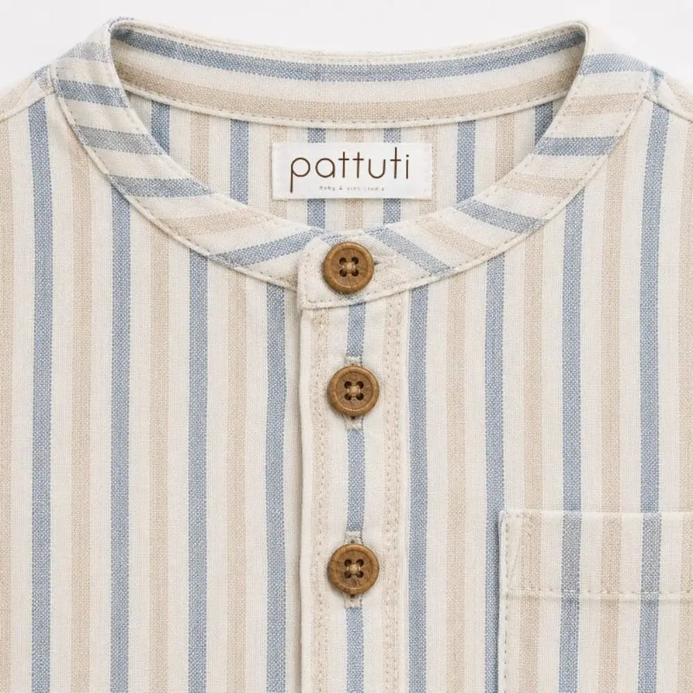Pattuti Sustainable Linen Blend Set Of Shirt With Chambray Shorts - Deep Blue