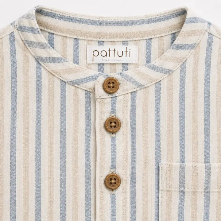Pattuti Sustainable Linen Blend Set Of Shirt With Chambray Shorts - Deep Blue