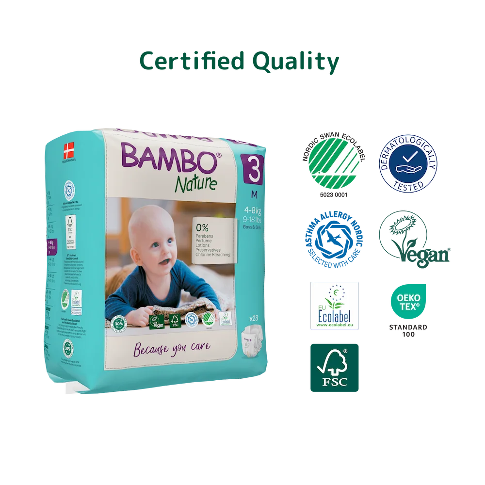 Bambo Nature Skin Friendly Tape Diapers - Medium (4-8 kgs)