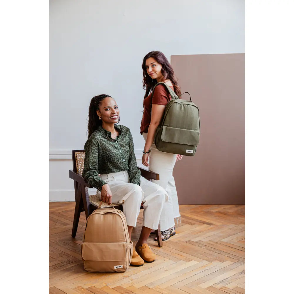 Beaba Tokyo Baby Diaper Backpack – Multifunctional Travel Baby Bag with Large Capacity, Multi-Pocket Organizer with Changing Pad, Insulated Bottle Pouch &amp; Stroller Clips, Ideal for Moms &amp; Dads On the Go, Ochre, 0m+